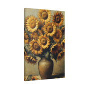 Aged Blooms Flowers In Vase Sunflower Painting Canvas