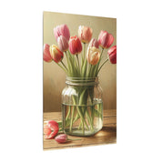 Rustic Tulips In Jar Farmhouse Canvas