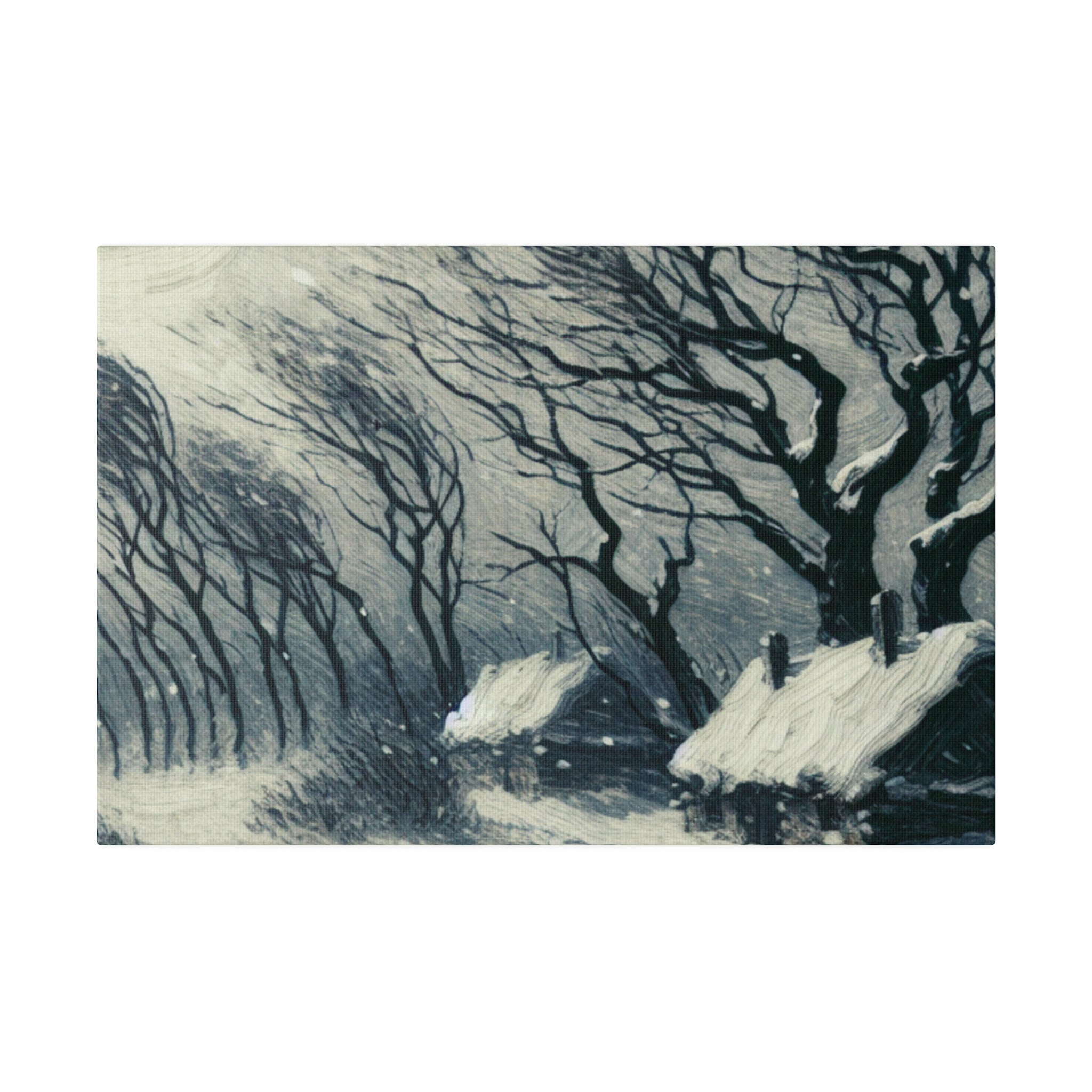 Remote Cottages Snowscape Winter Painting Canvas