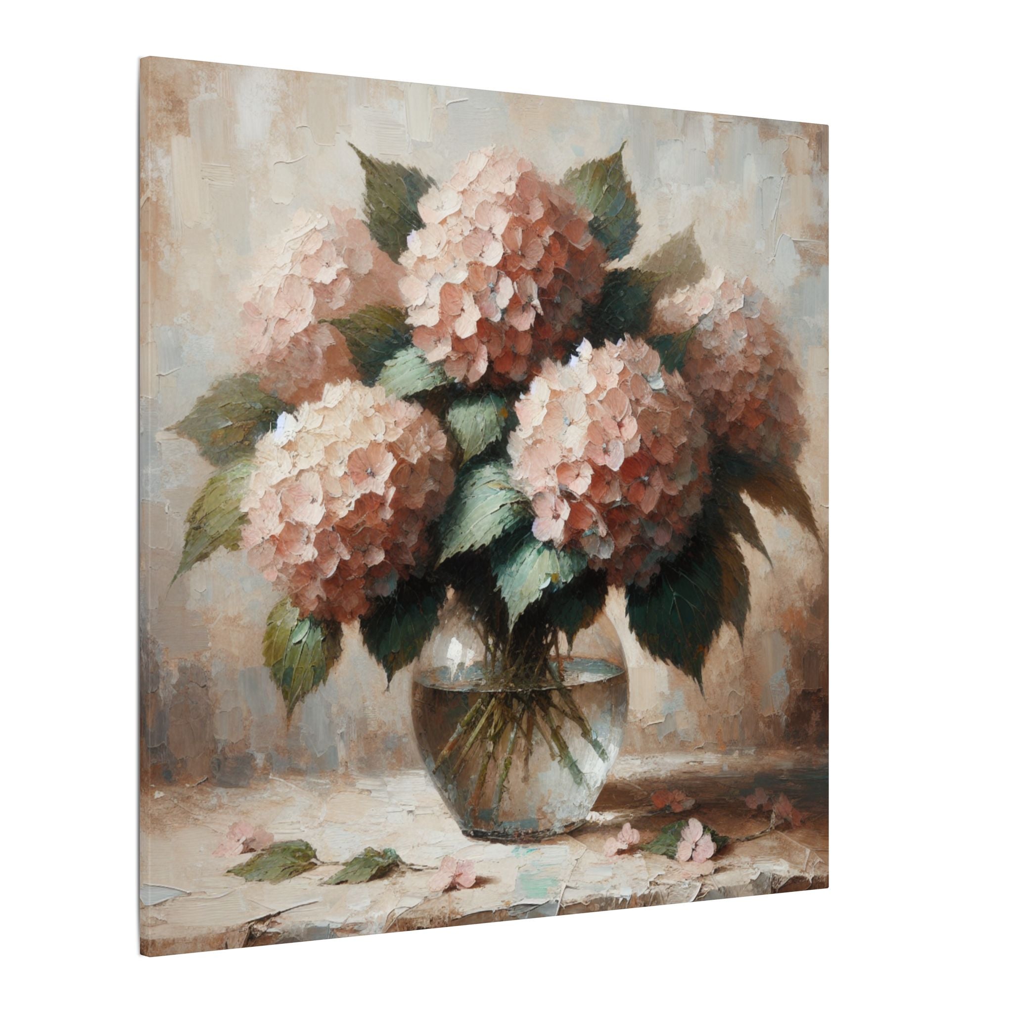 Rustic Pink Hydrangeas Canvas