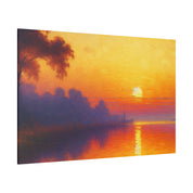 Sunrise Canvas Painting | Sunrise Over Water | Scenic Wall Art