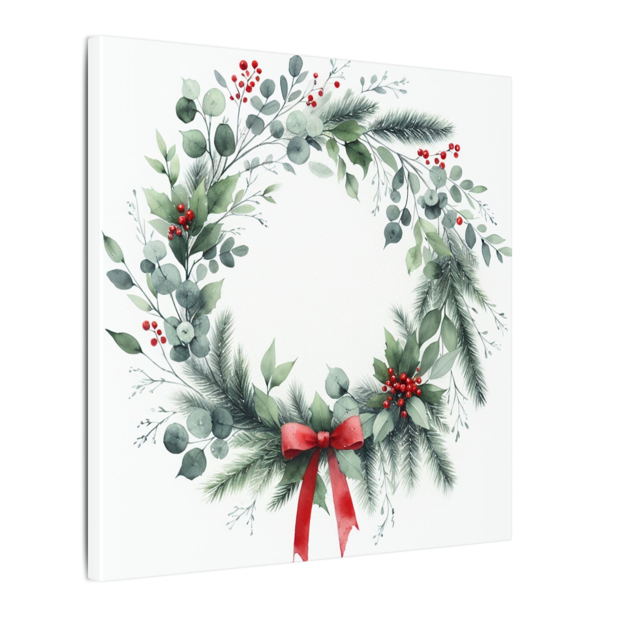 Watercolor Christmas Wreath Canvas
