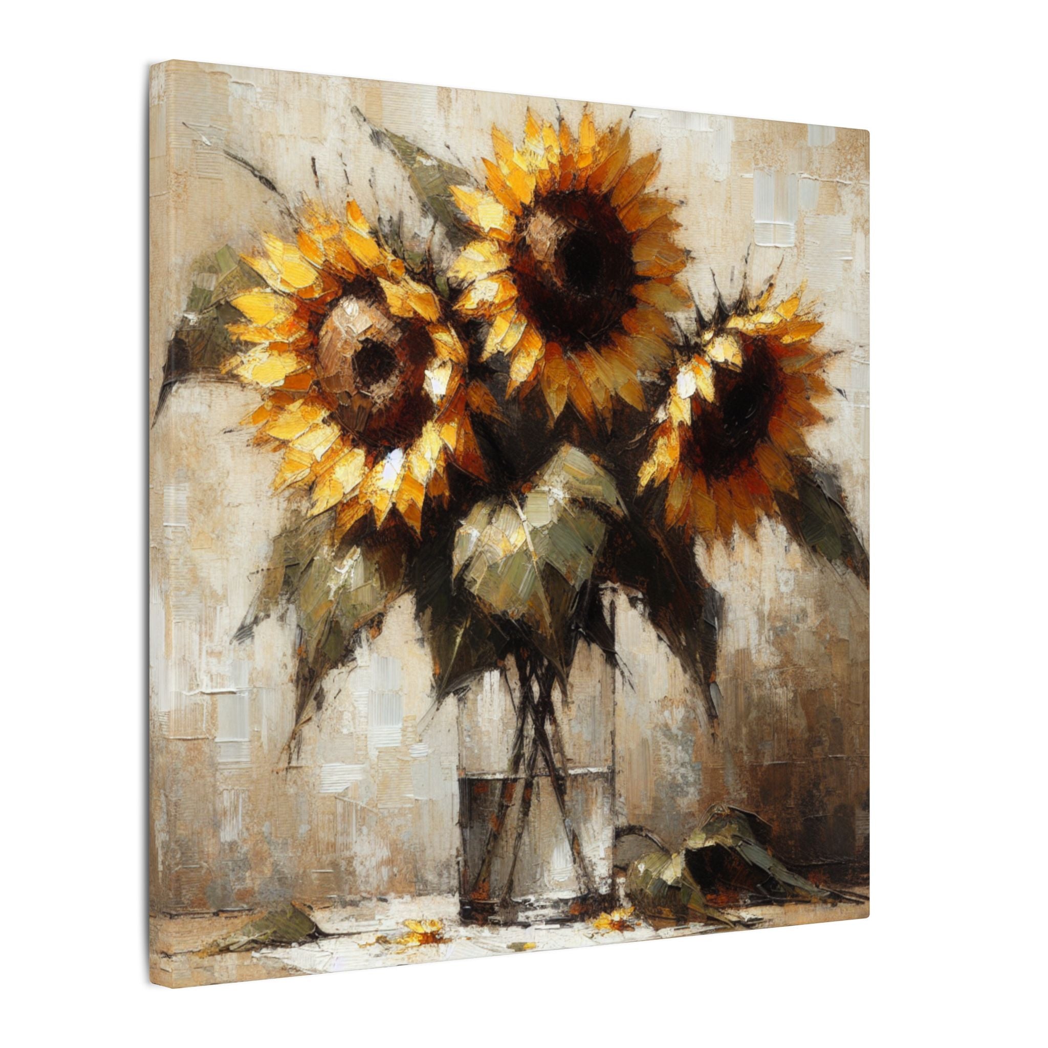 Sunflowers in Glass Vase Canvas