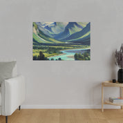 River Valley Mountain Landscape Painting Canvas