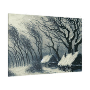 Remote Cottages Snowscape Winter Painting Canvas