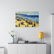 50s Scene Beach Landscape Painting Canvas