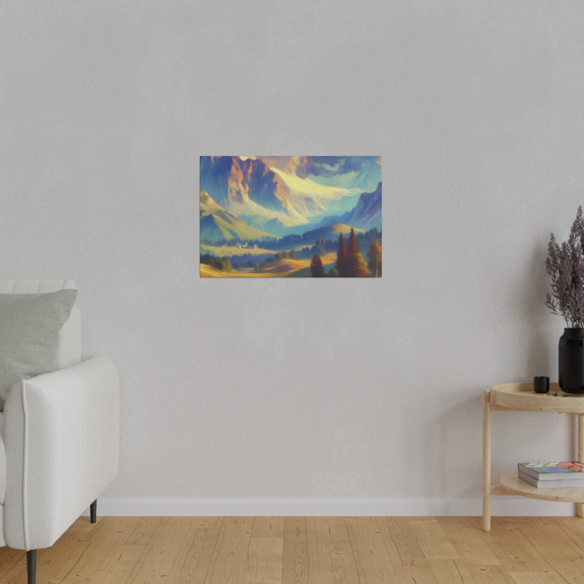 Impressionist Echoes of Majestic Peaks Mountain Landscape Painting Canvas