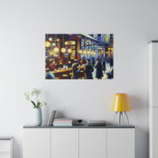 Vintage European Street Cafe Artwork Painting Canvas