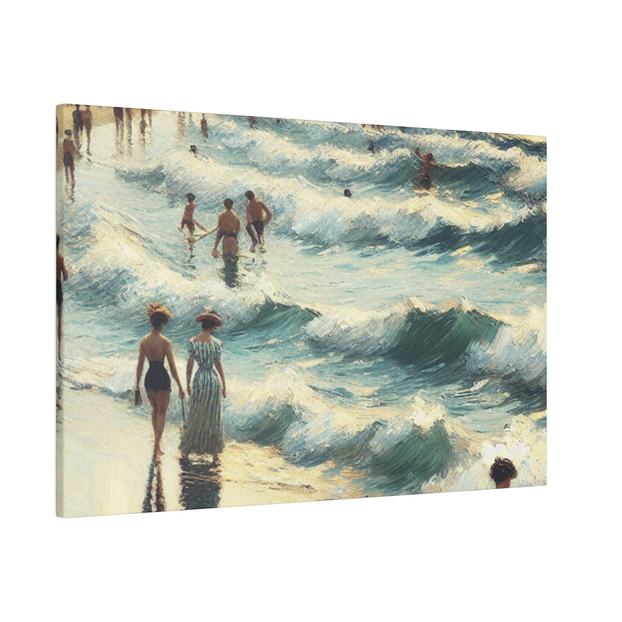 Seaside Reverie in Warm Pastels Vintage Beach Painting Canvas