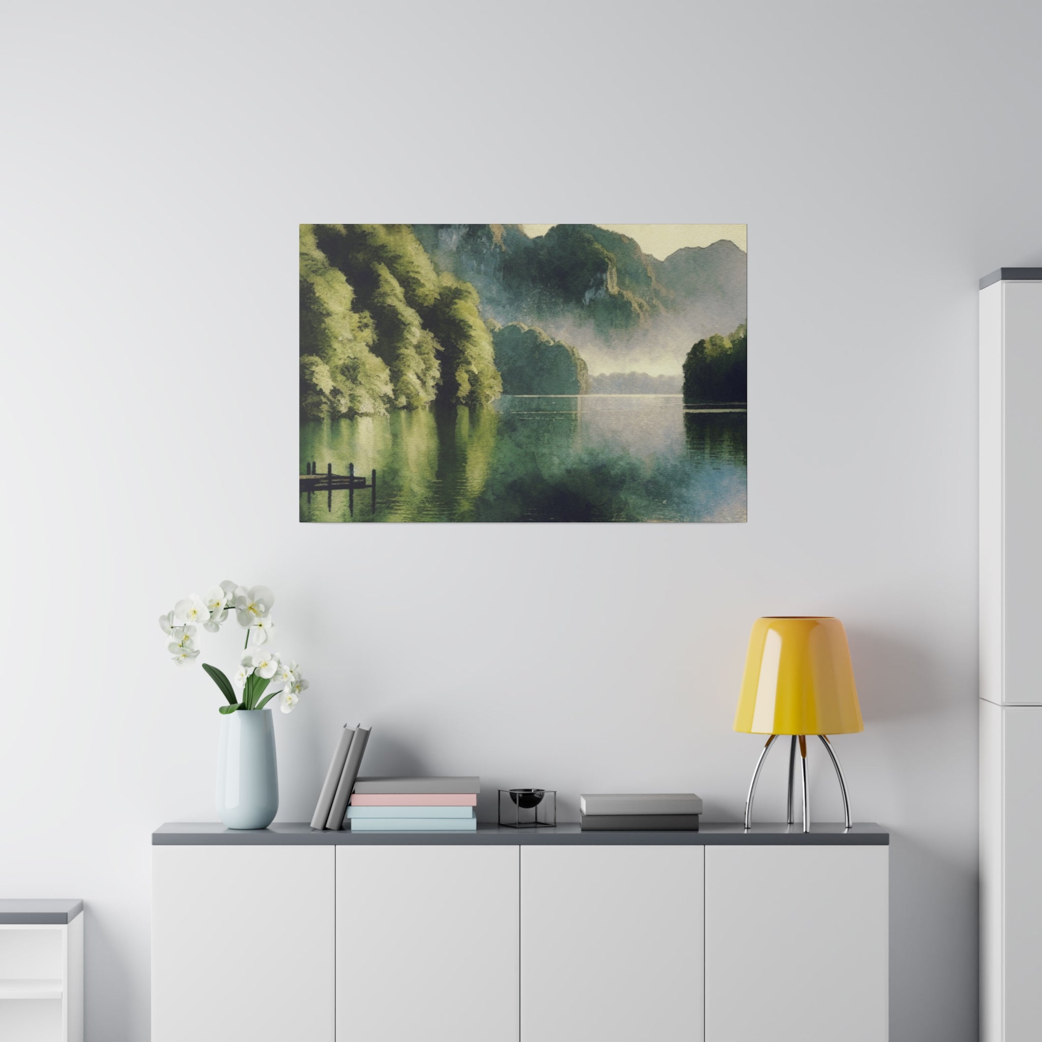 Serene Solitude Lake Whispers Lake Painting Canvas