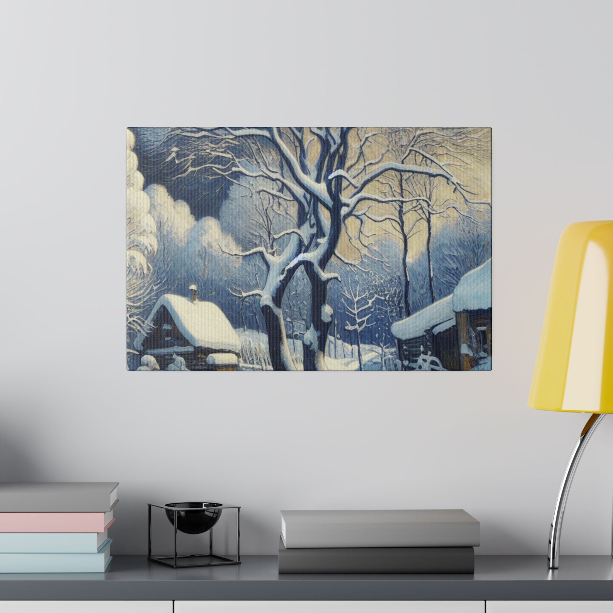 Pastoral Winter Whisper Snowscape Winter Painting Canvas