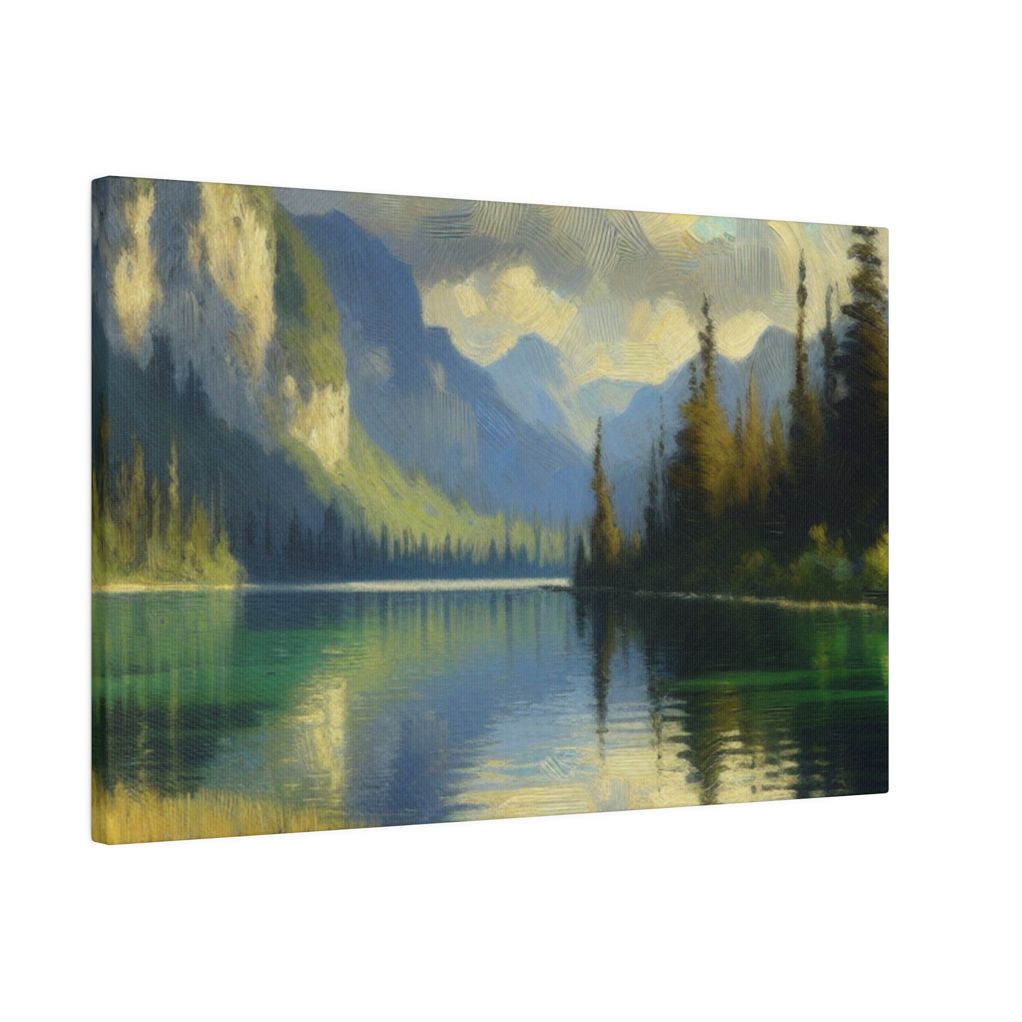 Azure Waterscape Harmony Lake Painting Canvas