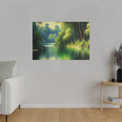 Lush Green Ensconced Lake Painting Canvas