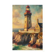 Harbor Illumination Rustic Coastal Wall Art Lighthouse Painting Canvas