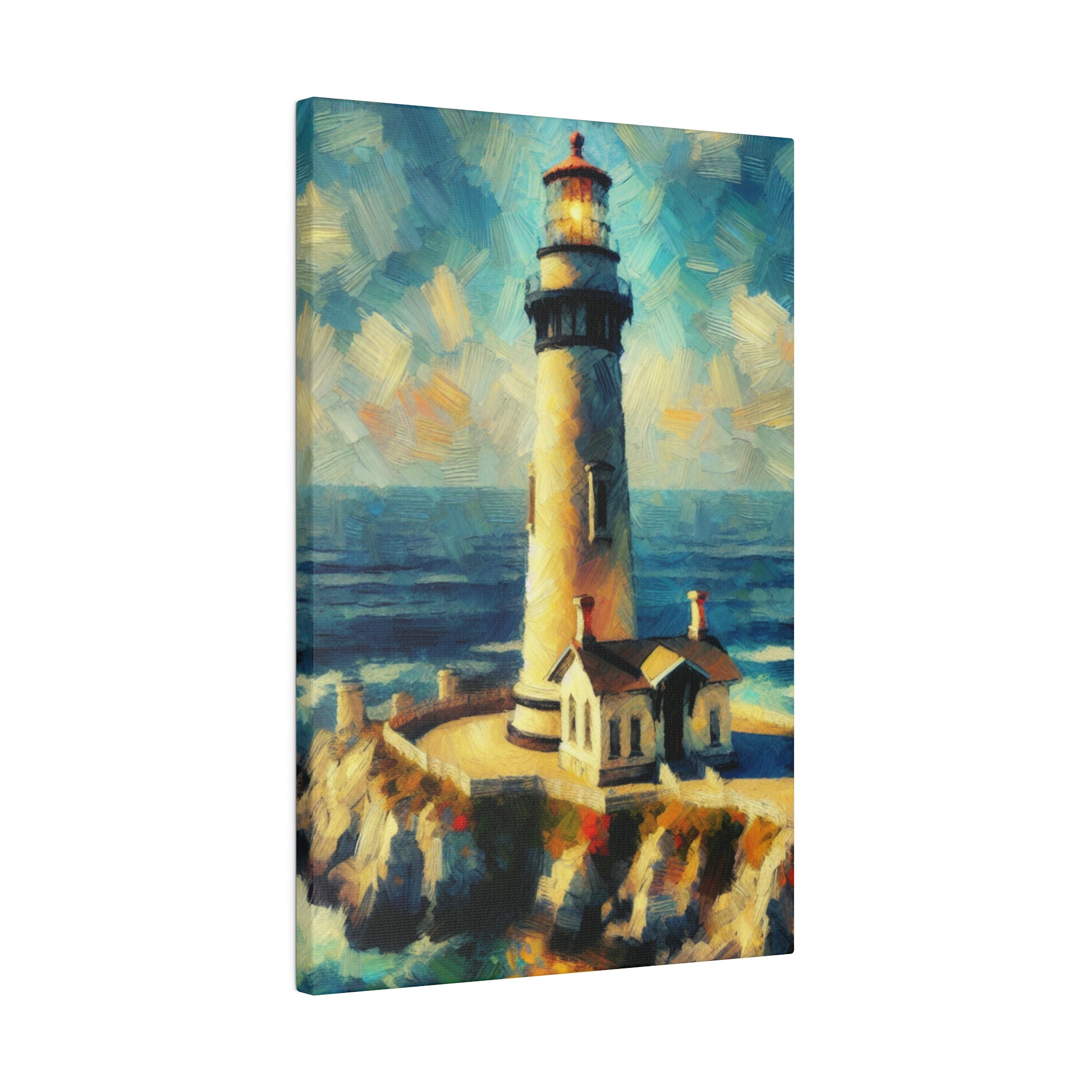 Maritime Mirage Coastal Wall Art Lighthouse Painting Canvas