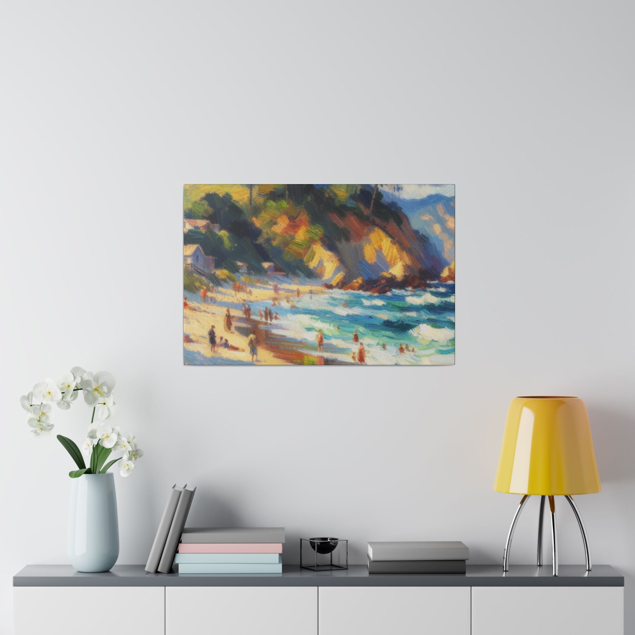 Shoreline Cliffs Impressionist Beach Painting Canvas