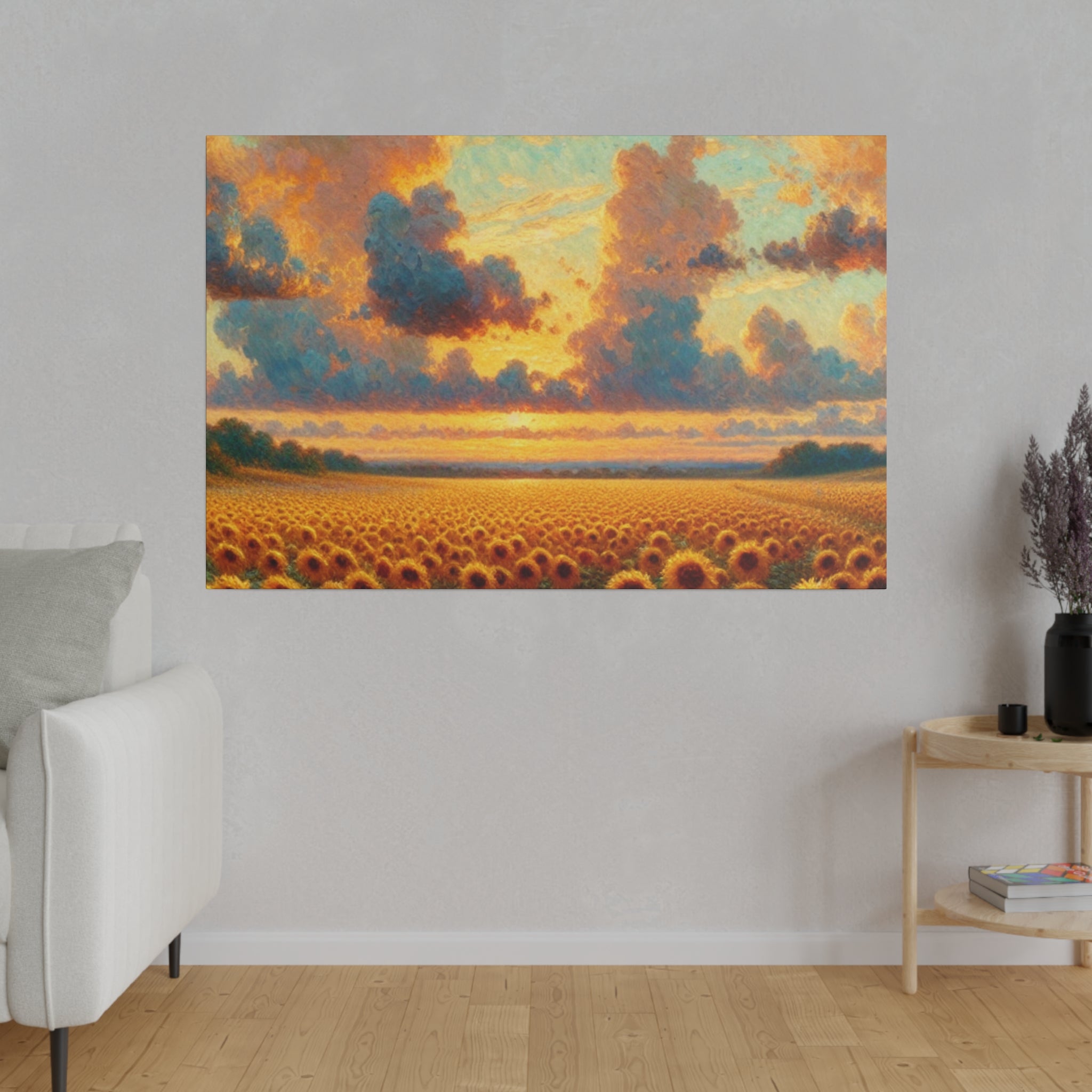 Country Sunflower Field Floral Wall Art Sunflower Painting Canvas