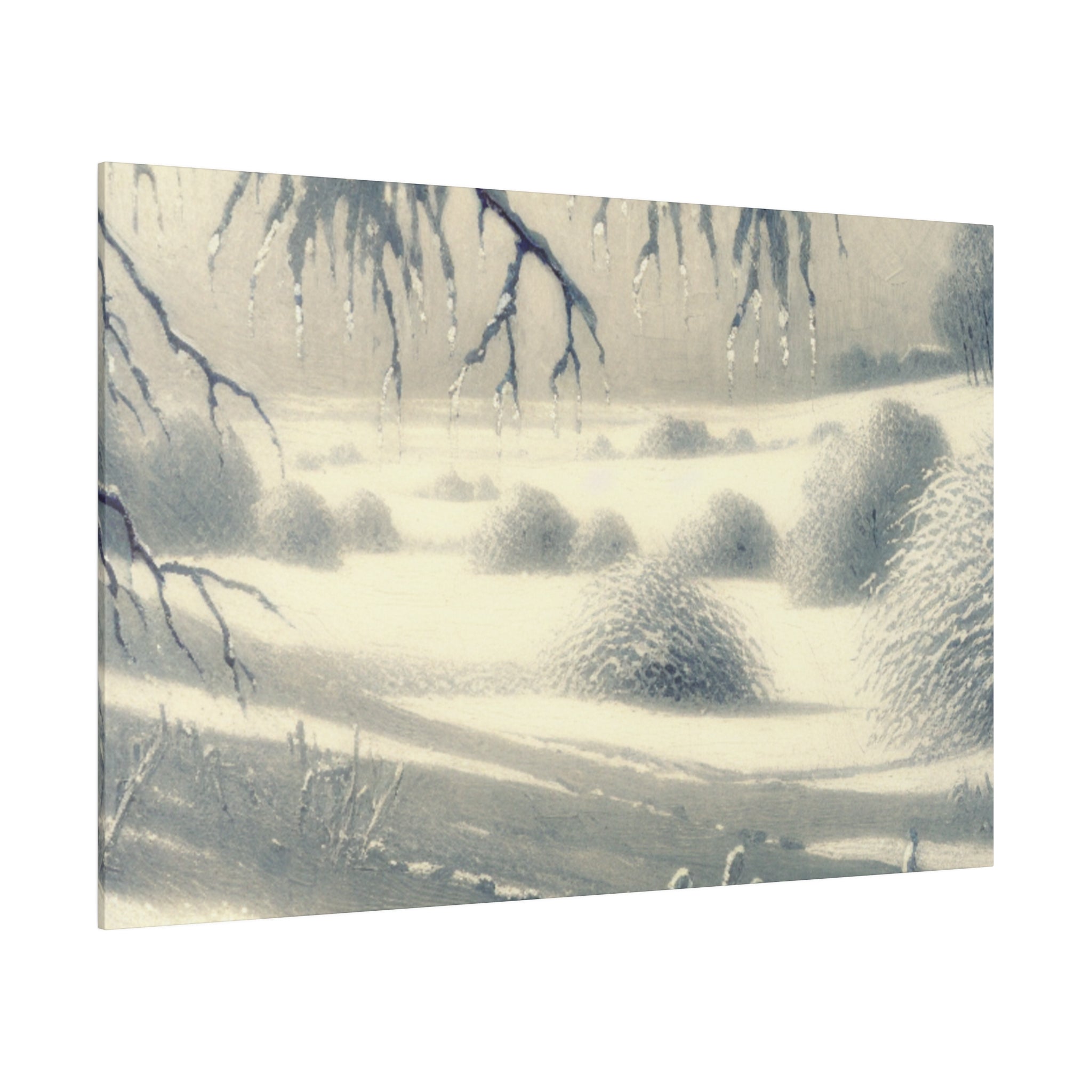 Silver Daylight Shimmers Snowscape Winter Painting Canvas