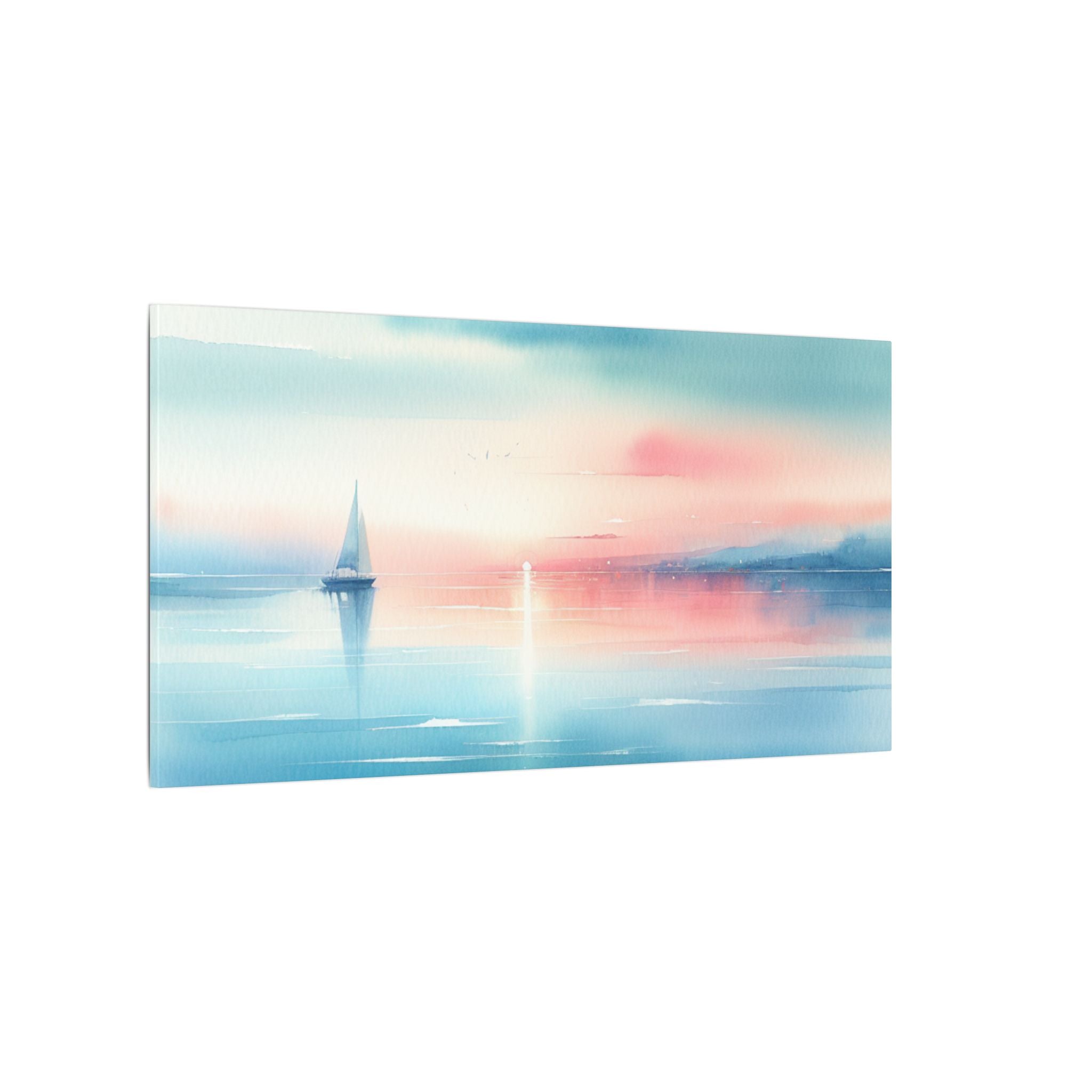 Blush Horizon Sailboat Canvas