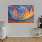 Majestic Peaks Reflected Dawn Mountain Landscape Painting Canvas