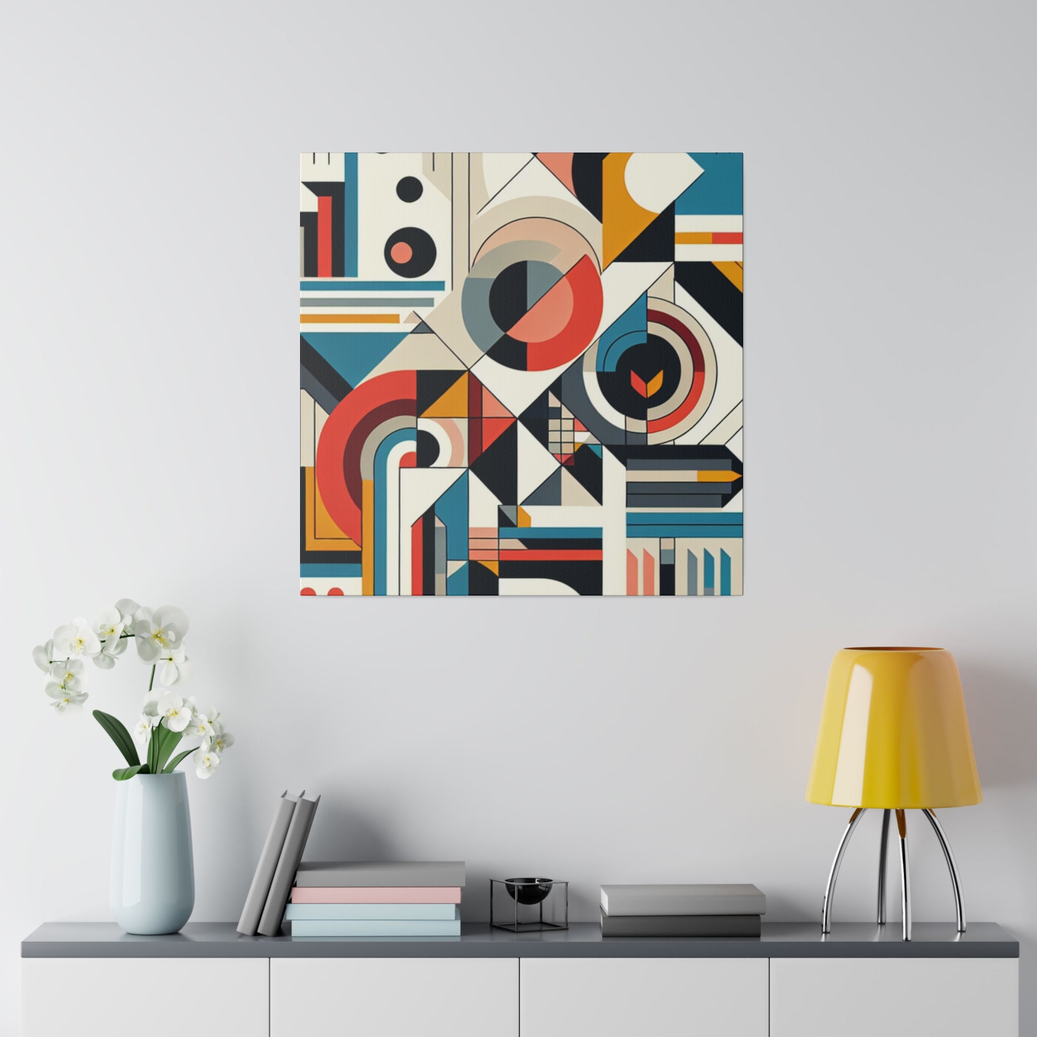 Convergence of Kaleidoscopic Parallels Geometric Painting Canvas