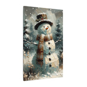 Rustic Snowman in Winter Field Canvas