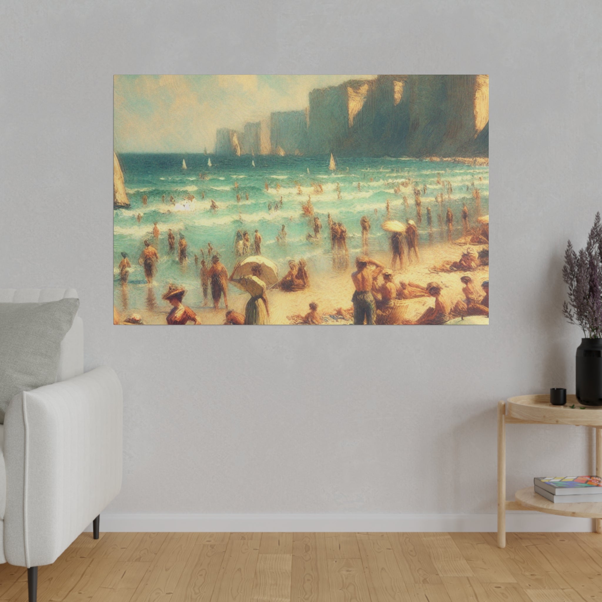 Serene Coastal View Beach Painting Canvas