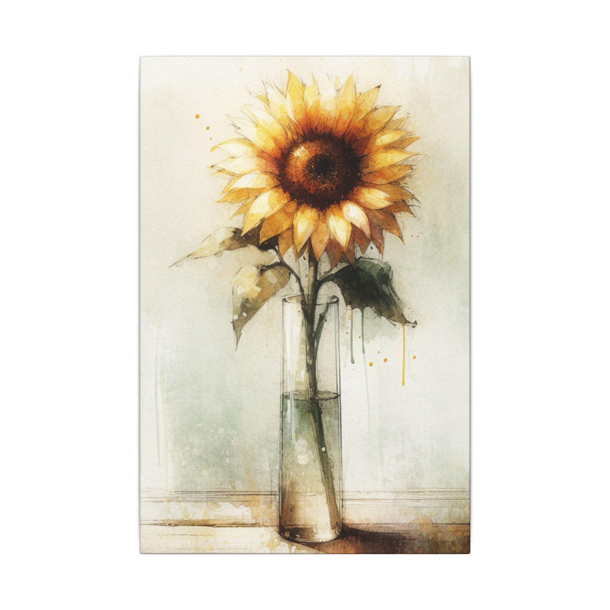 Rustic Sunflower Vase Canvas