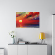 Ember Horizon Whispers Red Purple Sunset Painting Canvas