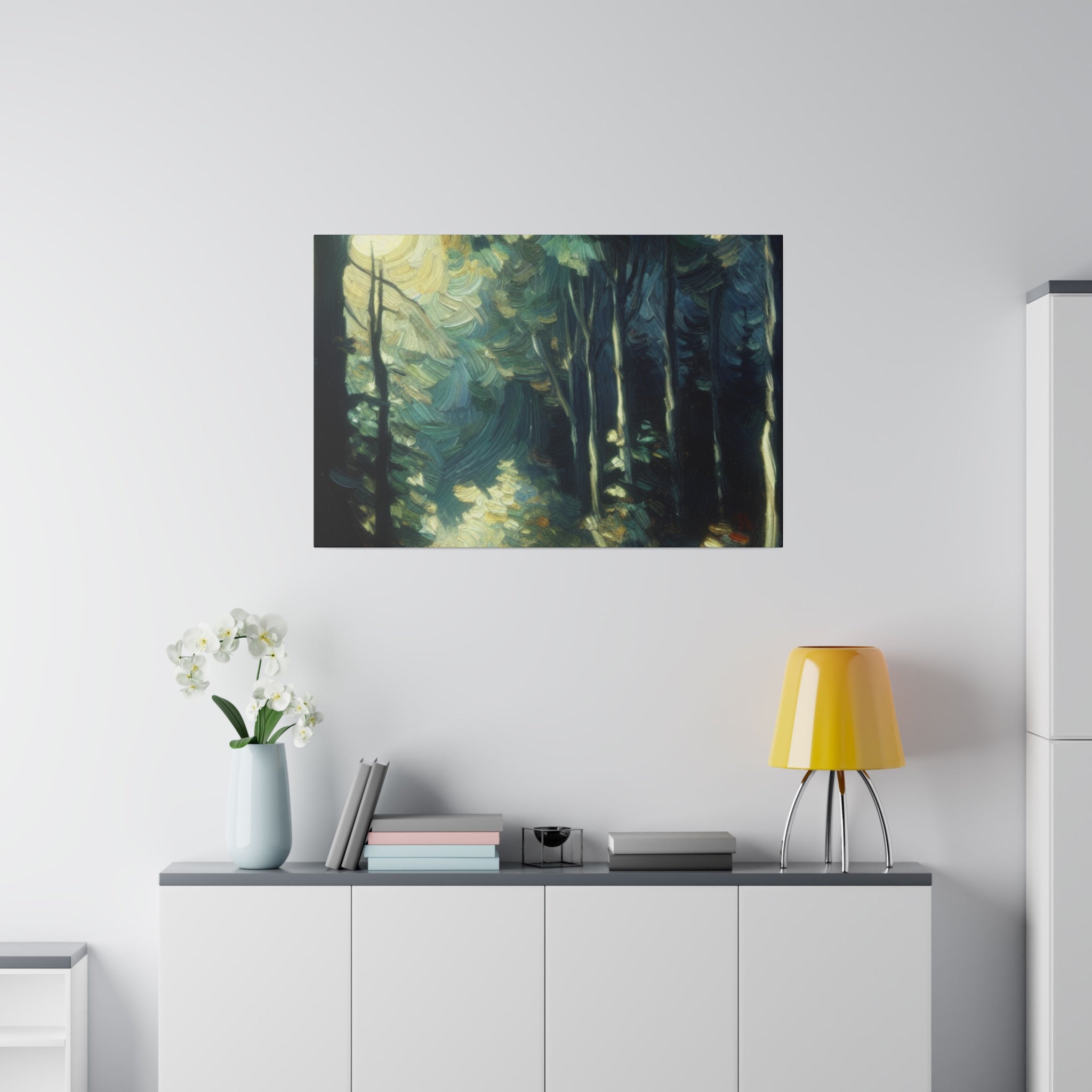 Bright Moonlight Forest Painting Canvas