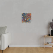 Vibrant Abstract Splatter Blue Red Yellow Black Hues Abstract Painting Canvas