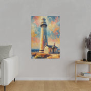 Luminated Beacon Coastal Wall Art Lighthouse Painting Canvas