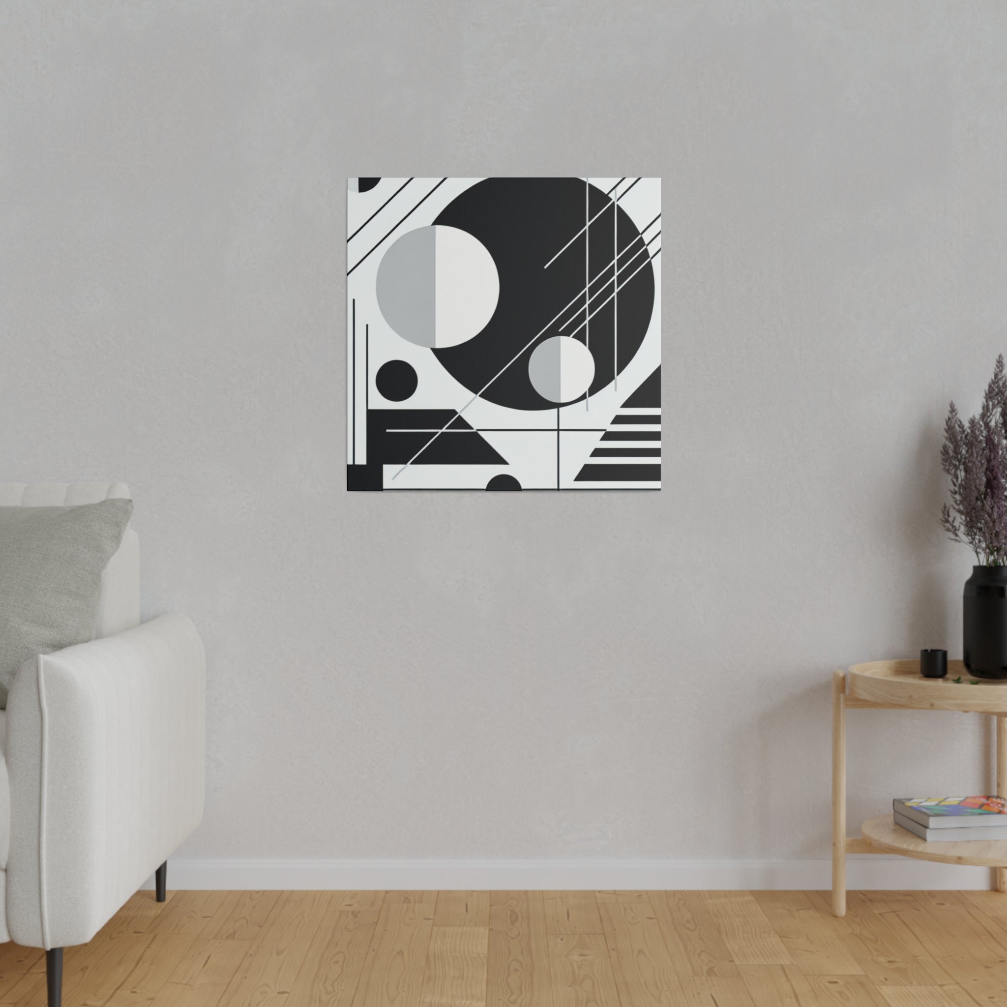 Abstract Mirage Black and White Geometric Painting Canvas