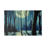 Night Moon Whisper Expressionist Forest Painting Canvas