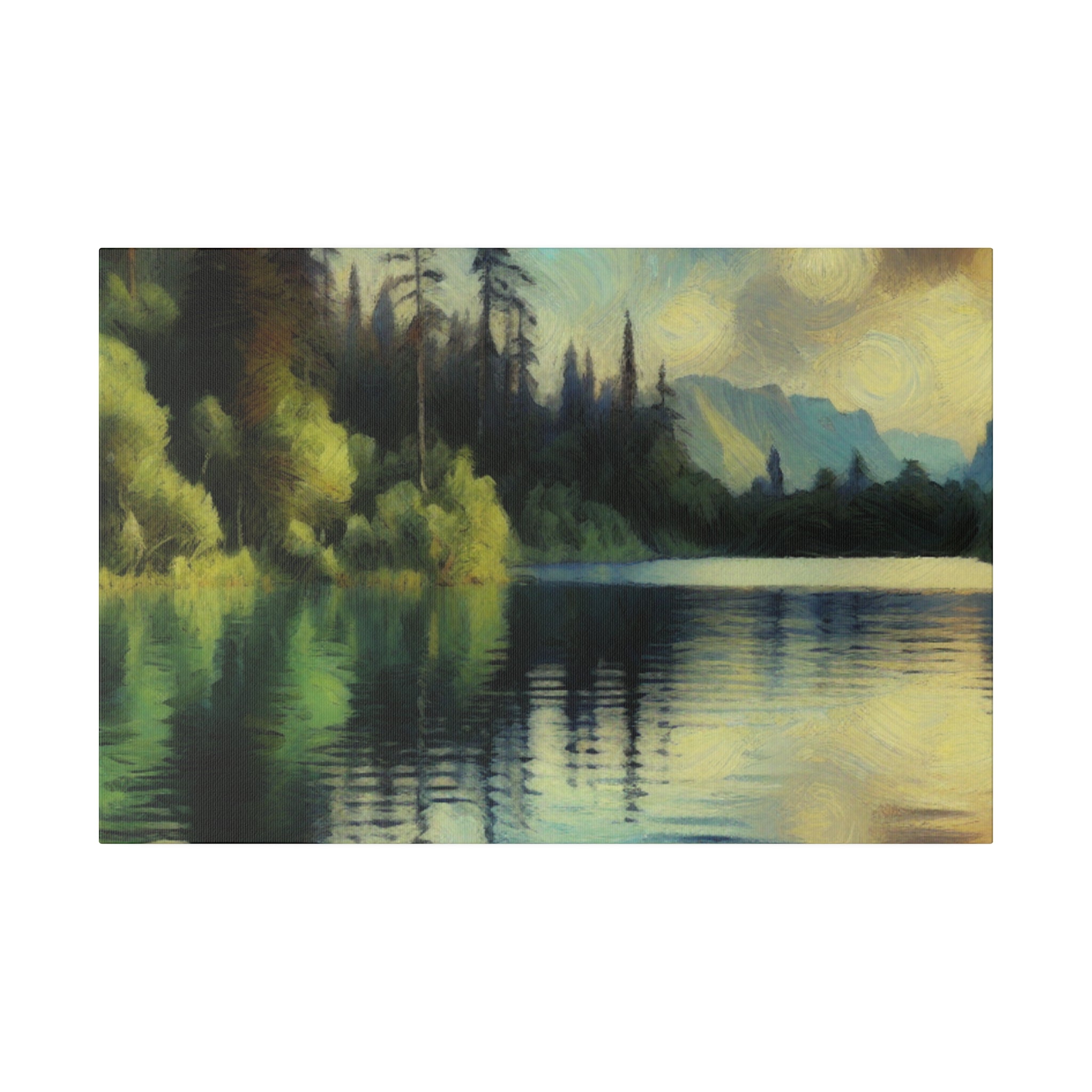 Serene Waterscape Reverie Lake Painting Canvas