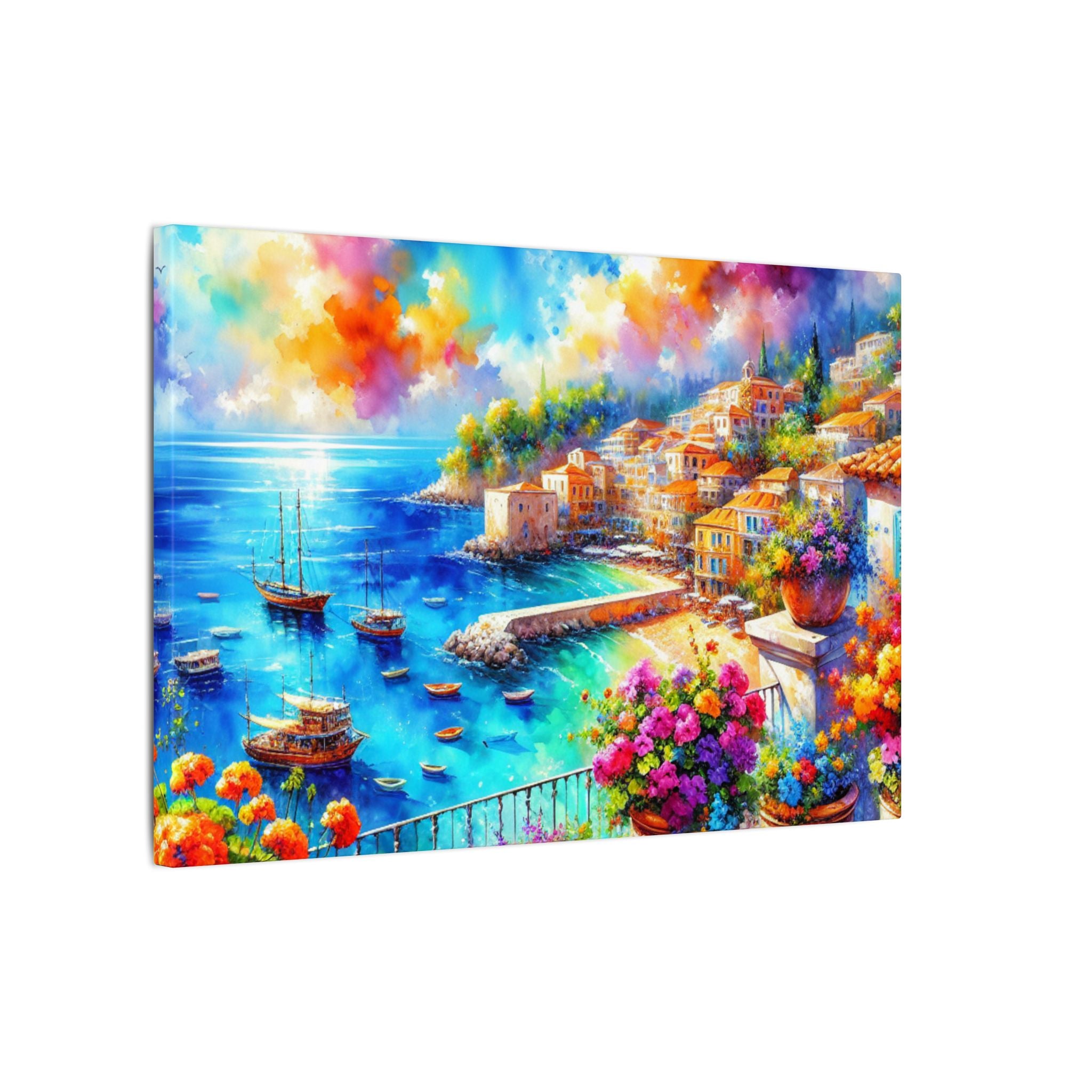 Mediterranean Harbor Terrace Canvas