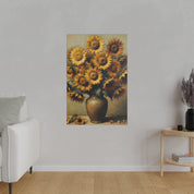 Aged Blooms Flowers In Vase Sunflower Painting Canvas