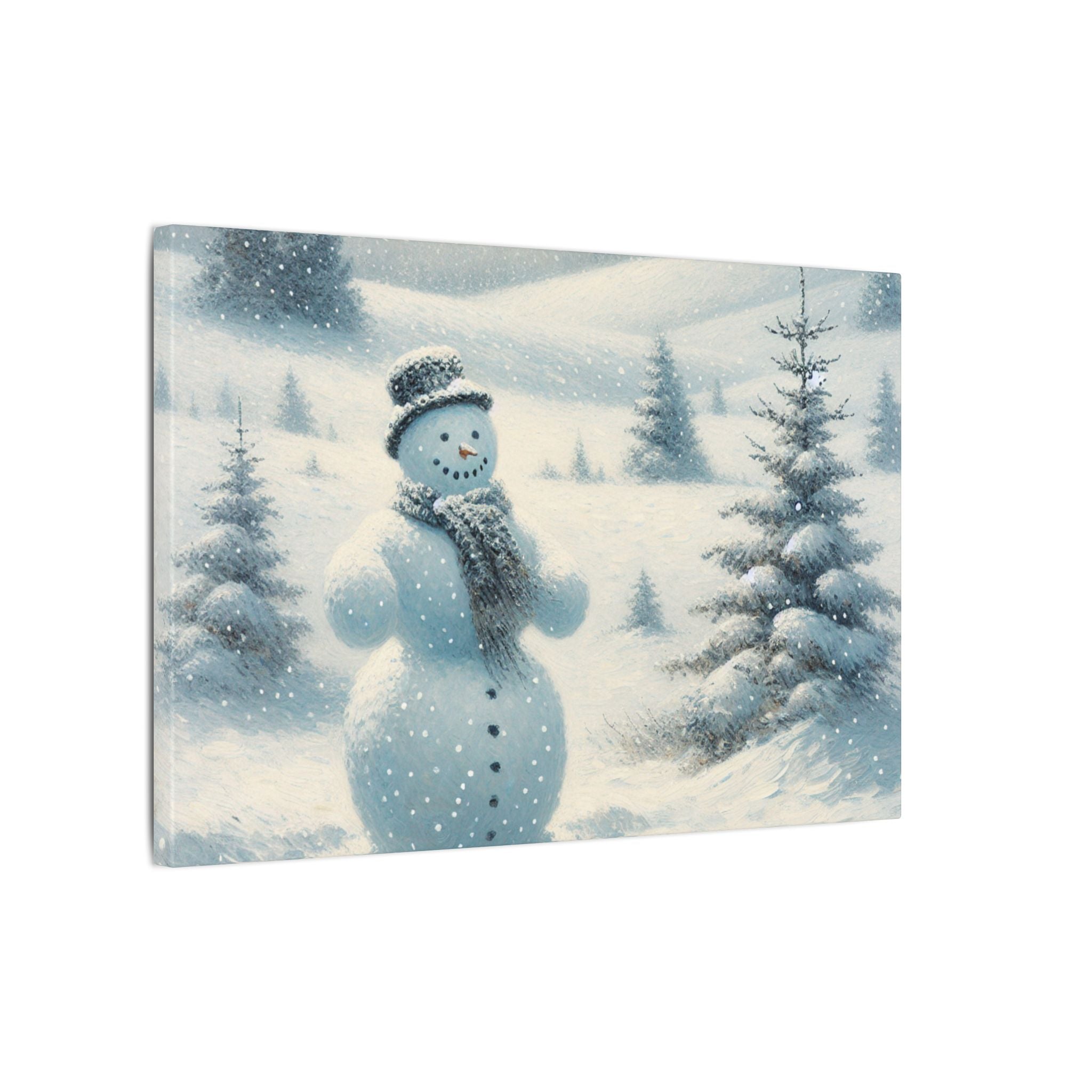 Snowman and Pine Tree Canvas
