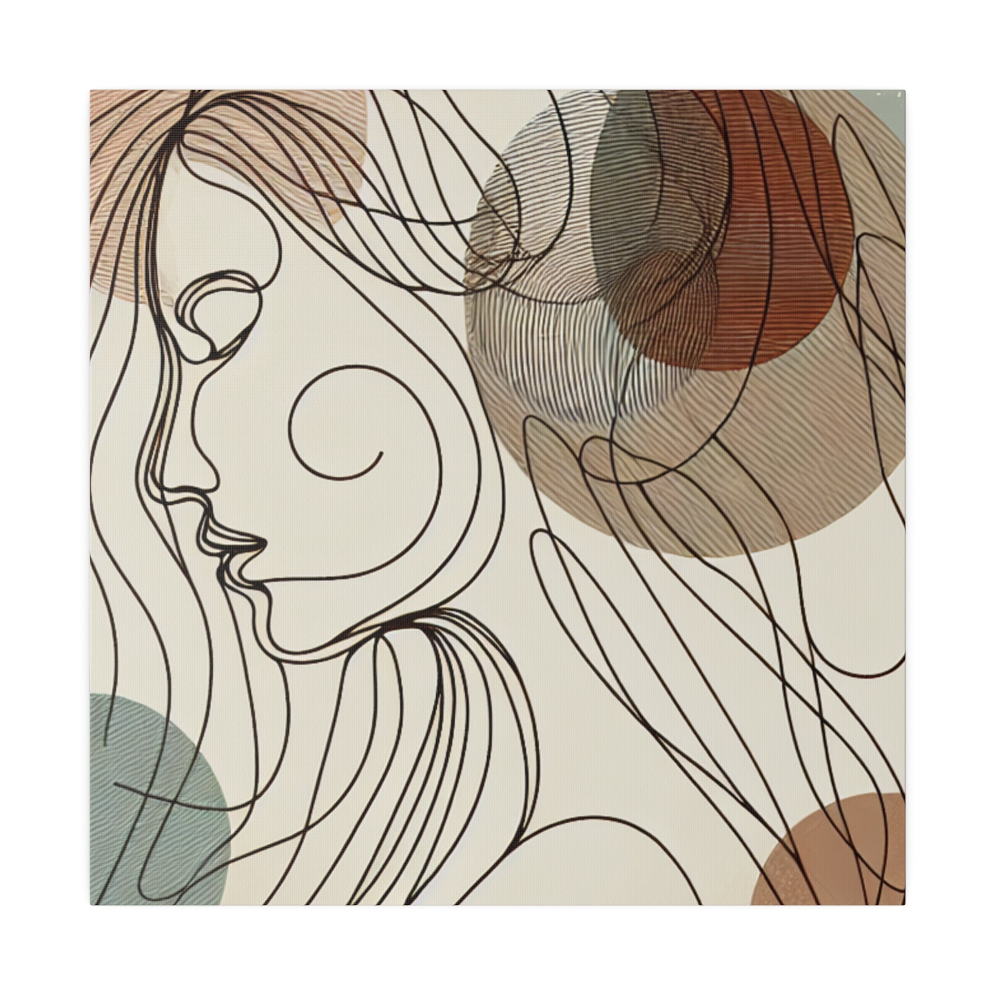 Bohemian Muse Woman Line Art Boho Style Wall Decor Canvas