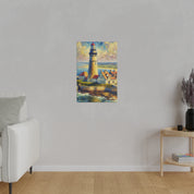 Luminous Beacon Coastal Wall Art Lighthouse Painting Canvas