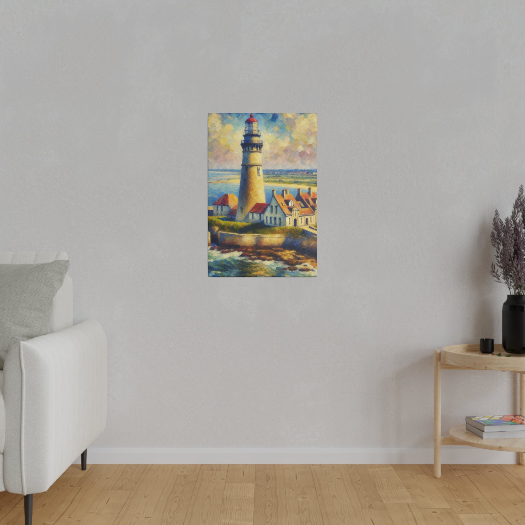 Luminous Beacon Coastal Wall Art Lighthouse Painting Canvas