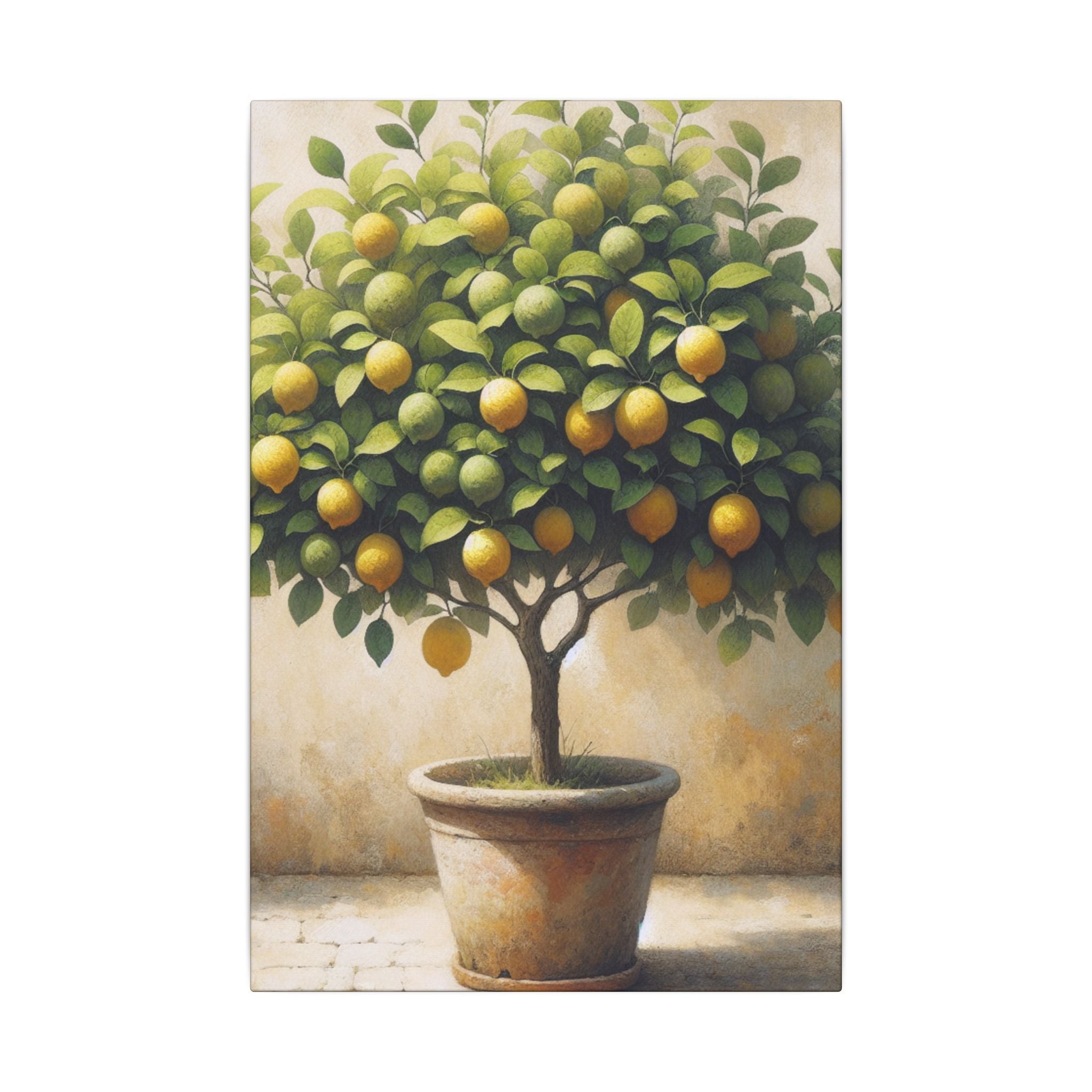 Potted Lemon Tree Rustic Canvas
