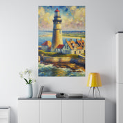 Luminous Beacon Coastal Wall Art Lighthouse Painting Canvas