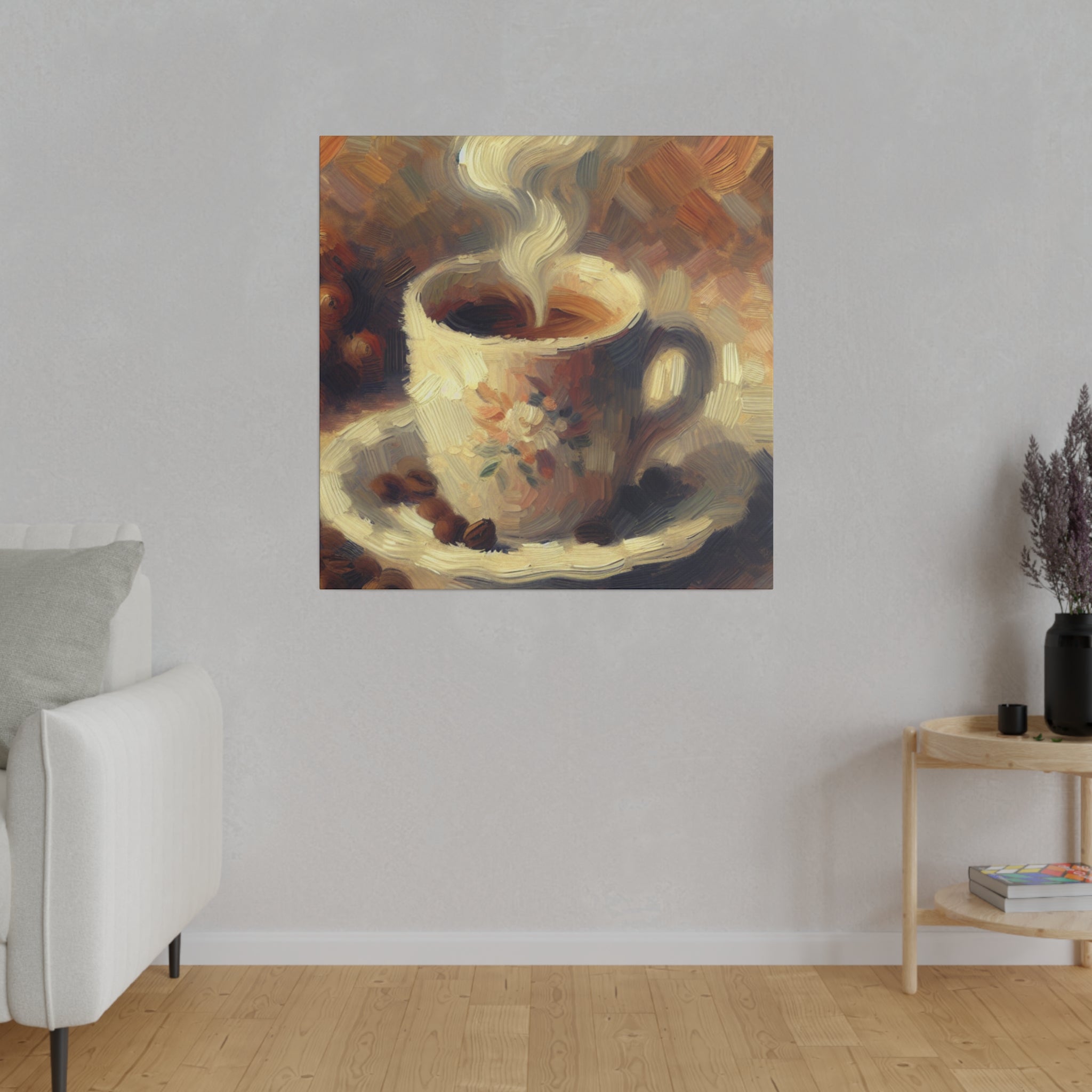 Sweep of Espresso Brushstrokes Cafe Artwork Coffee Painting Canvas