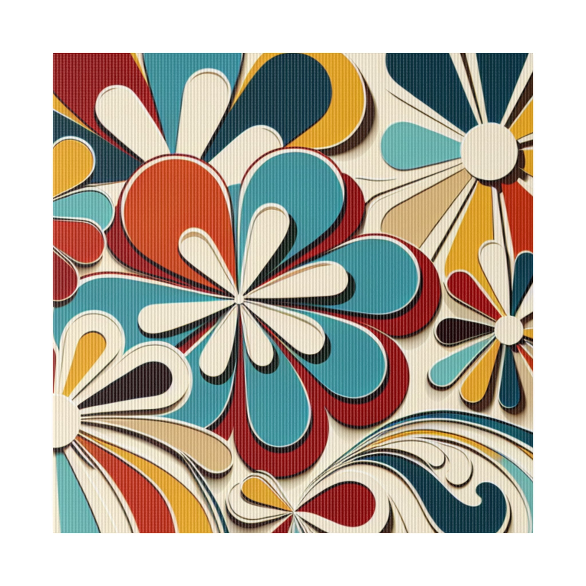 Groovy Blossom Reverie Floral Wall Art 70s Artwork Canvas