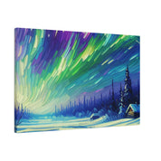 Nocturnal Hues Northern Lights Skycape Painting Canvas