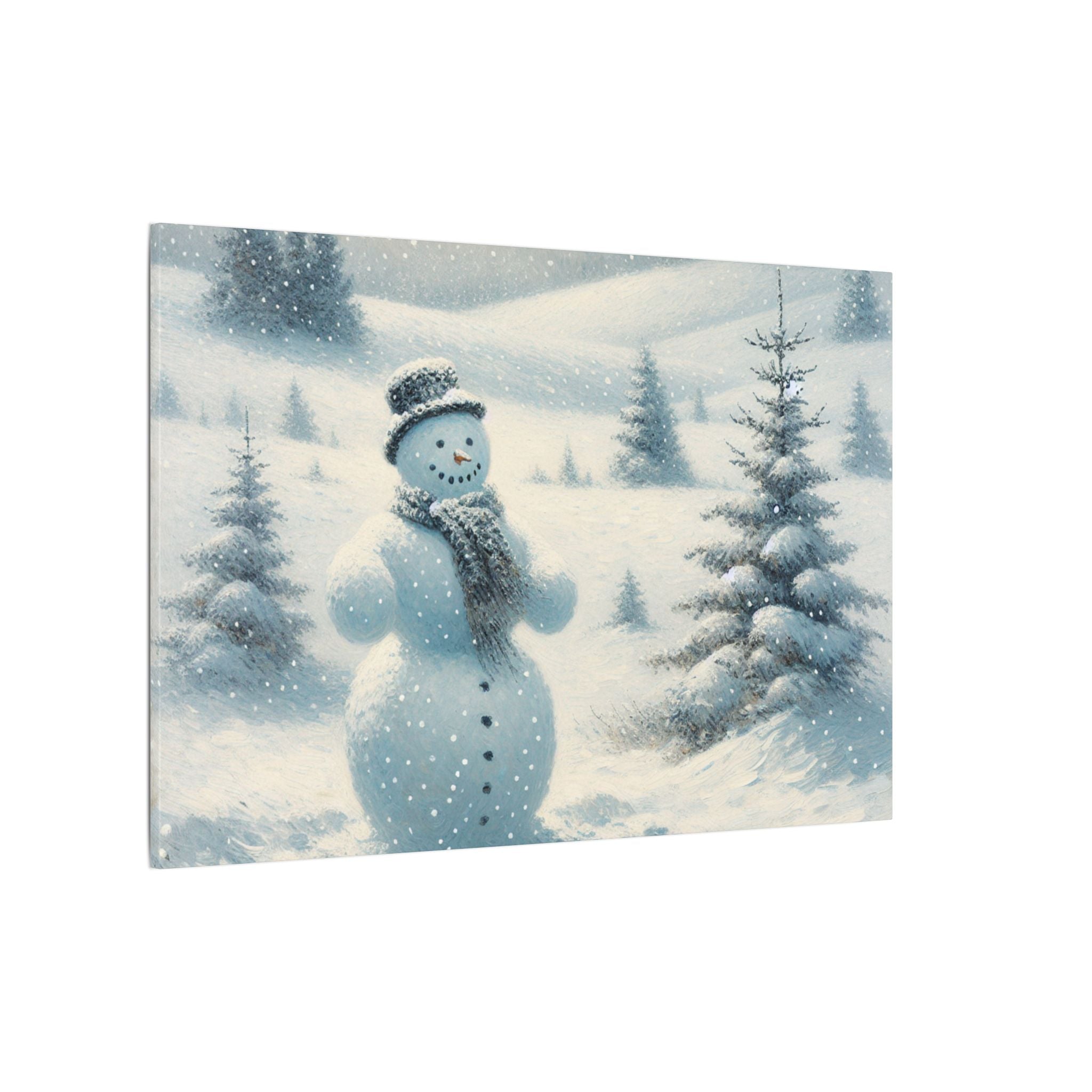 Snowman and Pine Tree Canvas