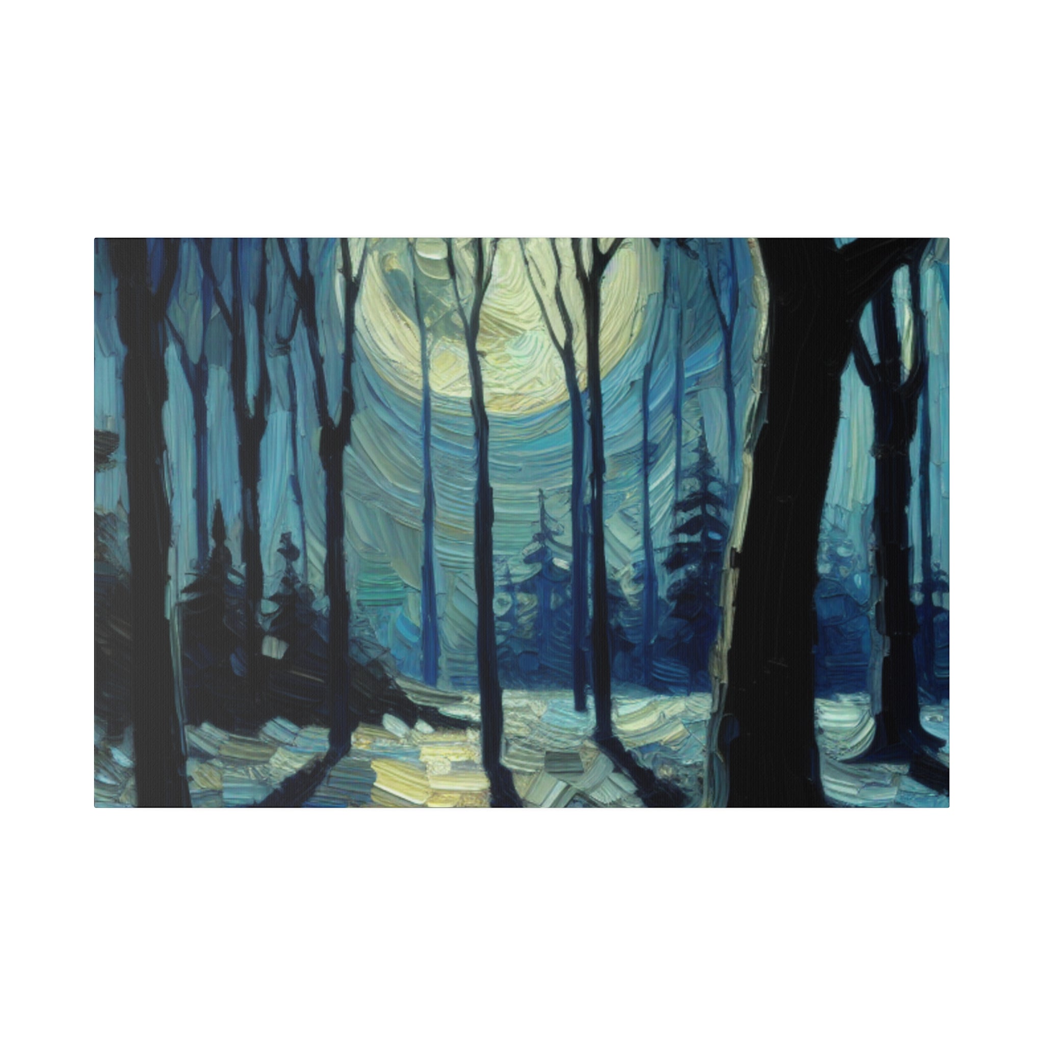 Night Moon Whisper Expressionist Forest Painting Canvas