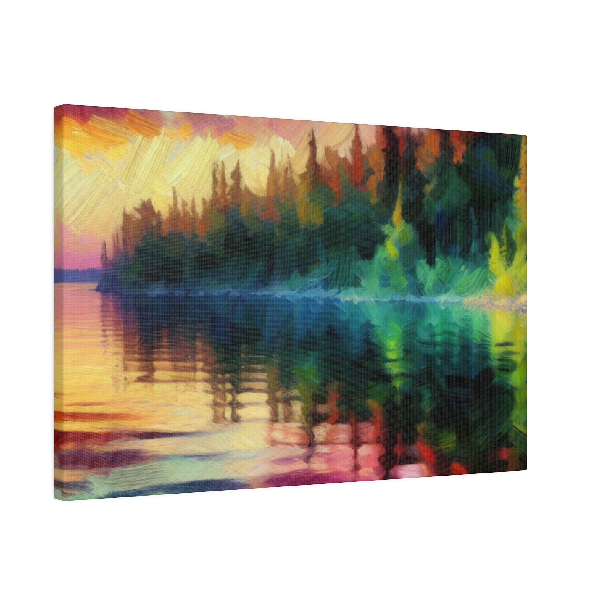 Reflective Solitude Lake Painting Canvas