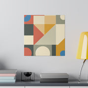 Red Yellow Beige Abstract Mid Century Modern Wall Art